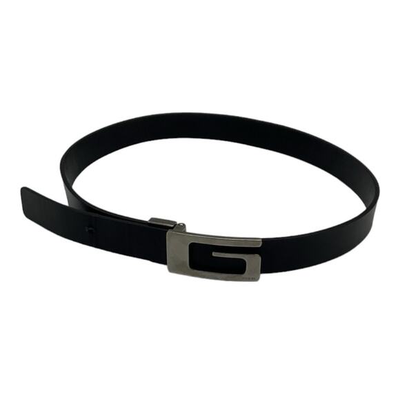 Authentic Gucci Black Leather G Logo Belt Silver Buckle Sz 70/28 Italy Vintage main image 5